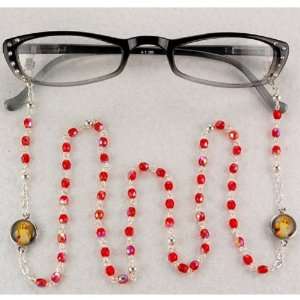  Ruby Eyeglass Chain with Divine Mercy Medal (McVan EY7 