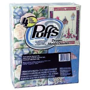  Puffs Designs Facial Tissues, White, Unscented, Non Lotion 