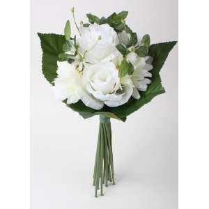  Sweet Bouquet of Artificial Silk Ivory Roses and Gerbera Daisy 