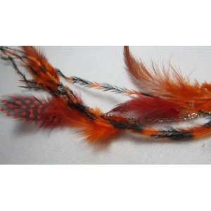  Red and Orange Ostrich Feather Hair Extension Beauty
