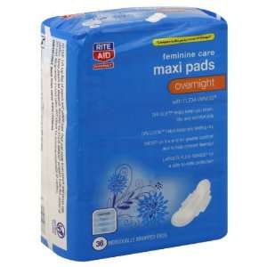  Rite Aid Maxi Pads, with Flexi Wings, Overnight, 36 ct 
