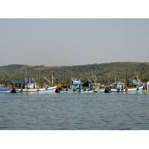  Fishing Boats on Backwater Near Mobor, Goa, India 