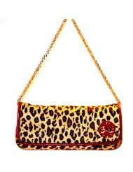   Melani Scottsdale Leopard Clutch Leather Flap Bag Handbag Purse