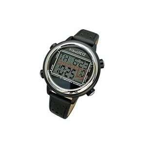   12 Vibrating Watch with Black Leather Band