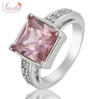   Princess Cut Fashion Jewelry Pink Sapphire Lady 18k Gold Plated Ring 6