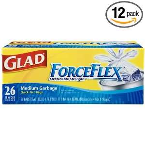 Glad ForceFlex Garbage Bags, Quick Tie, 8 Gallon, 26 Count Boxes (Pack 