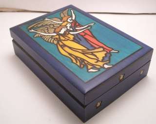   Saphirots Angels Polish Handmade Wood Tarot Card Keepsake Box  