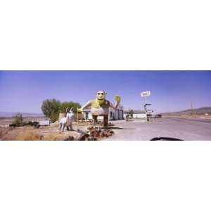 Sculptures and a Gas Station at the Roadside, Gerlach, Nevada, USA by 