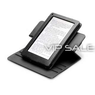 KINDLE FIRE BLACK PREMIUM LEATHER COVER CASE WITH ROTATING STAND 