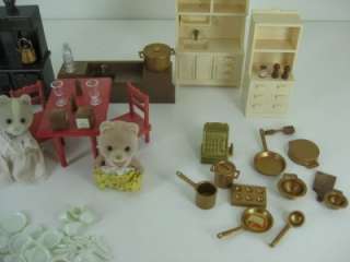 Calico Critters Lot Of Kitchen Furniture Stove Table Chairs Animal 