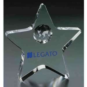  Stellar   Glass star award with an etched concave globe in 