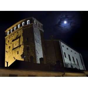 Full Moon Shining above Castello Della Regina, Asolo, Italy Stretched 