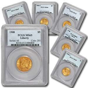  $5.00 Liberty Gold Coins (MS 65)   (PCGS ONLY 