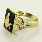   10K Yellow & Rose Gold Masonic Diamond Black Onyx Tablet Ring  