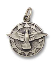   Vintage Style Sterling Silver Small Holy Spirit Medal Charm Pendant