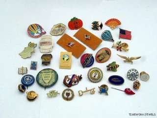 LARGE MIXED LOT VINTAGE PINS MASONIC HISTORIC BADGES US FLAGS  