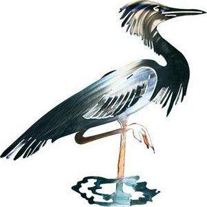New Large 3D HERON METAL WALL ART Tropical Bird Decor 876904036281 