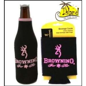  (2) Browning Buck Pink Womens Can & Bottle Koozies Sports 