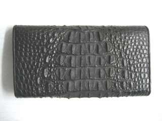   ALLIGATOR SKIN Leather Clutch Wallet Purse ~ Black Horn Back