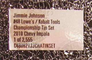 2010 JIMMIE JOHNSON LOWES/KOBALT TOOLS CHAMPION TIN SET  
