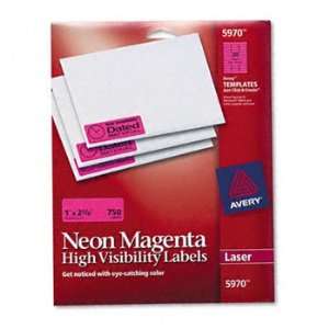  Avery 5970   High Visibility Laser Labels, 1 x 2 5/8, Neon 
