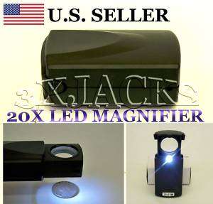 LED LIGHTED MAGNIFIER METAL INSPECTION MAGNIFYING GLASS  