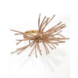 Kim Seybert Beaded Spider Burst Napkin Ring   Natural Wood   