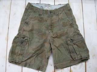 HOLLISTER Mens Cotton Green Camouflage short Cargo Pants Sz 32  