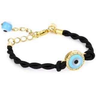 Accessories & Beyond Black Elastic Turquoise Color Evil Eye Charm 
