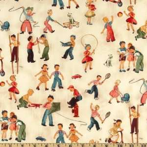  44 Wide Beige Kids Playing American Heritage Fabric By 