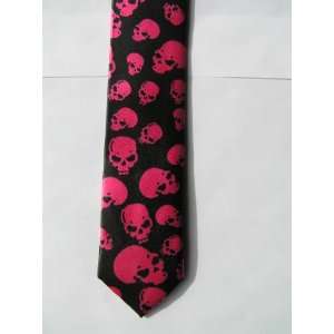  hot pink skulls tie necktie skelton 