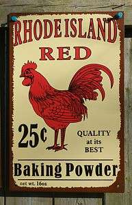   Island Red Tin Metal Sign Chicken Country Kitchen Farm Hen Rooster