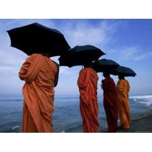  Buddhist Monks Watching the Indian Ocean, Colombo, Island 