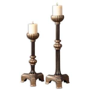 Uttermost 23.5 Inch Visconti Candleholders (Set of 2) Gold w/ Black 