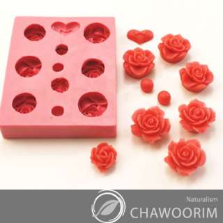   17  Heart Rose 10pcs Decorating Silicone molds Deco mold Cake Toppers
