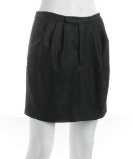 ADAM black pleated satin mini skirt   