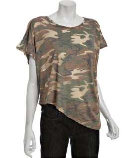 Blue Life camouflage print jersey asymmetric t shirt   up to 