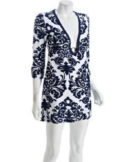 PJ Salvage navy paisley terry Bridgehampton coverup tunic   