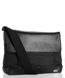 Calvin Klein black nylon and leather east/west messenger bag   