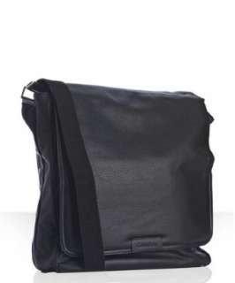 Calvin Klein black pebble leather laptop messenger bag   up to 