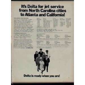 Its Delta for Jet Service from North Carolina cities to Atlanta and 