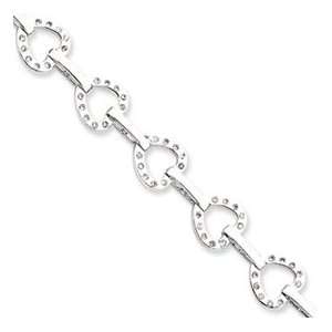   Silver CZ Heart Bracelet   7.25 Inch   Box Clasp   JewelryWeb Jewelry