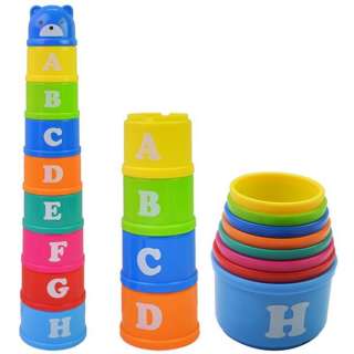   Baby Children Educational Toy Figures Letters Folding Cup Pagoda A428