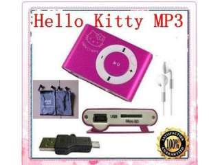 hot Hello kitty Metal clip  player support 1 8GB TFcard free 