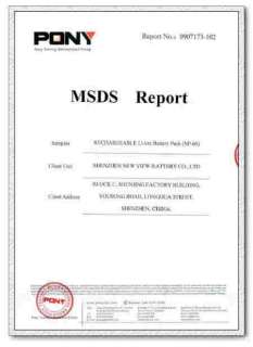 Material Safety Data Sheet(MSDS Report) 4.CE