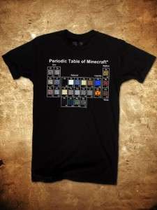 OFFICIAL LICENSED MINECRAFT PERIODIC TABLE MENS T SHIRT SM 3XL  