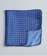 Daniel Dolce pacific blue pattern silk reversible pocket square style 