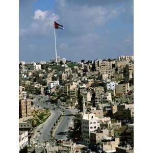  Jordanian Flag, The Citadel, Amman, Jordan Stretched 