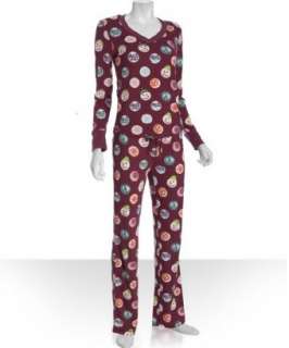 Scanty wine snowman print cotton Peace On Earth pajama set   