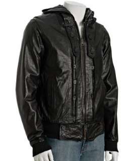 Public School black leather Bizmark hooded jacket   up to 70 